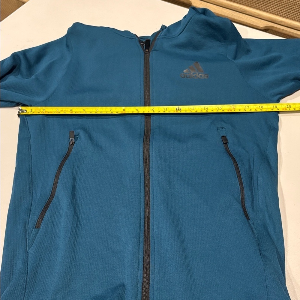 ADIDAS Men's Climawarm full zip training hoodie. Hooded sweatshirt. Small. Blue - Picture 14 of 15